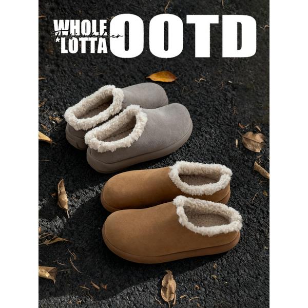 NewRockStarChoppa 冬季懒人小土豆勃肯鞋男女加绒保暖一脚蹬棉鞋