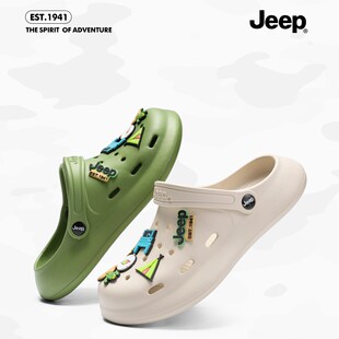 吉普2026新款女鞋夏季透气时尚百搭软底洞洞鞋防滑包头凉拖鞋外穿