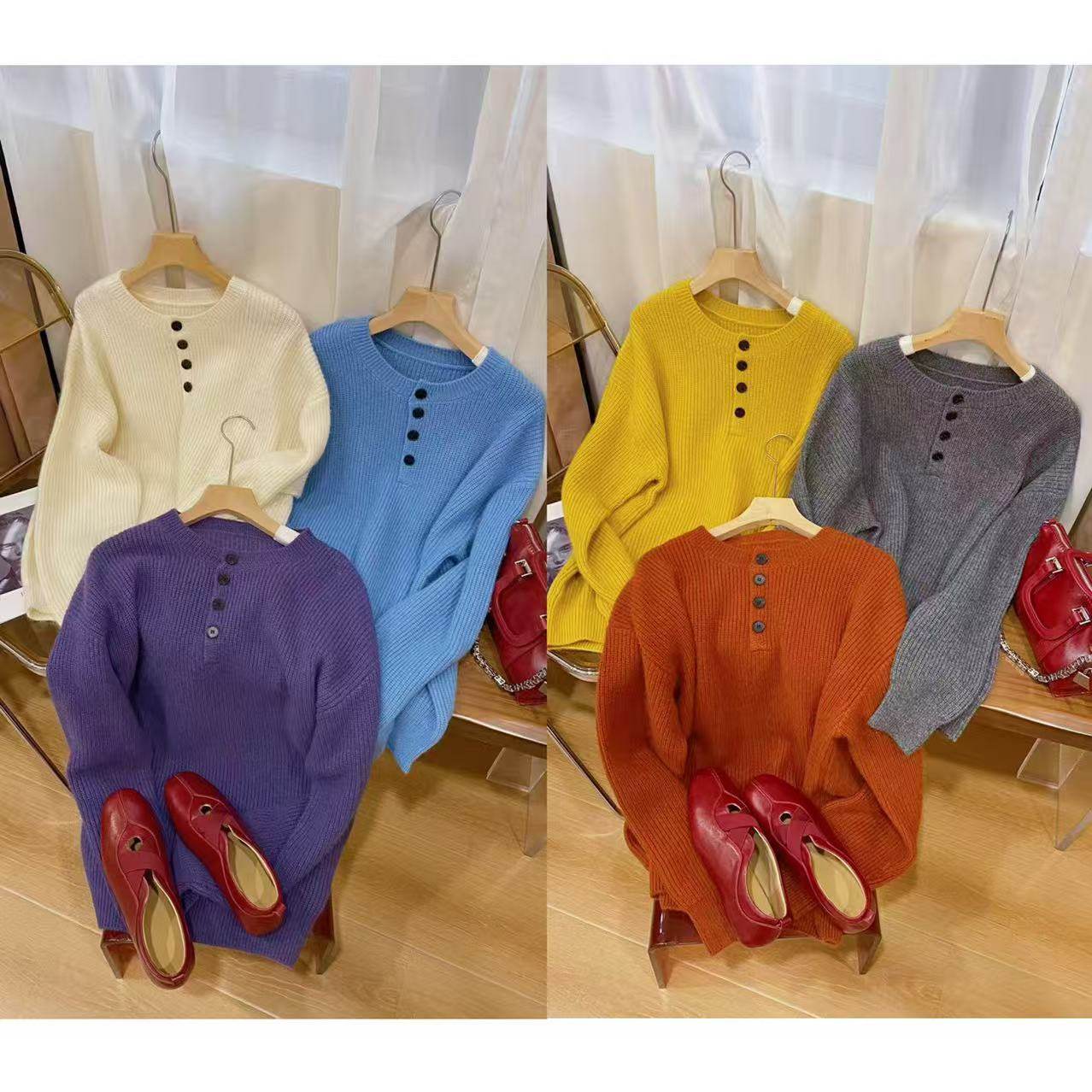 VK定制 韩版轻奢四粒扣竖条毛衣2F2110,女装/女士精品,毛衣,淘宝优惠券,粉丝福利购,淘宝优惠卷