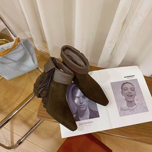 319 短靴女573 VK定制 欧洲站高档头层牛皮粗跟时尚