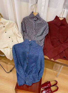 VK定制 韩版轻奢花纱半高领开衫33110