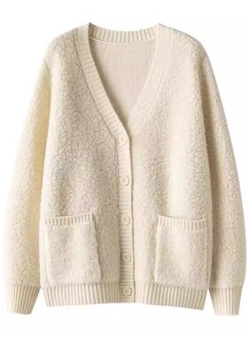 VK定制 韩版轻奢毛巾绣全羊毛开衫F-217