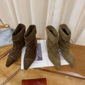 短靴女26 VK定制 欧洲站高档头层牛皮粗跟时尚