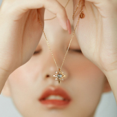 人海星芒薾曼原创设计蓝色托帕石项链银镀金复古小众轻奢圣诞礼物