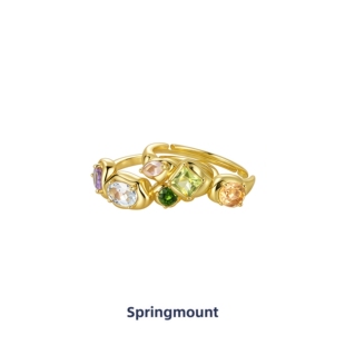 可可河畔原创天然彩宝能量戒指银镀金轻奢高级感开口指环闺蜜礼物