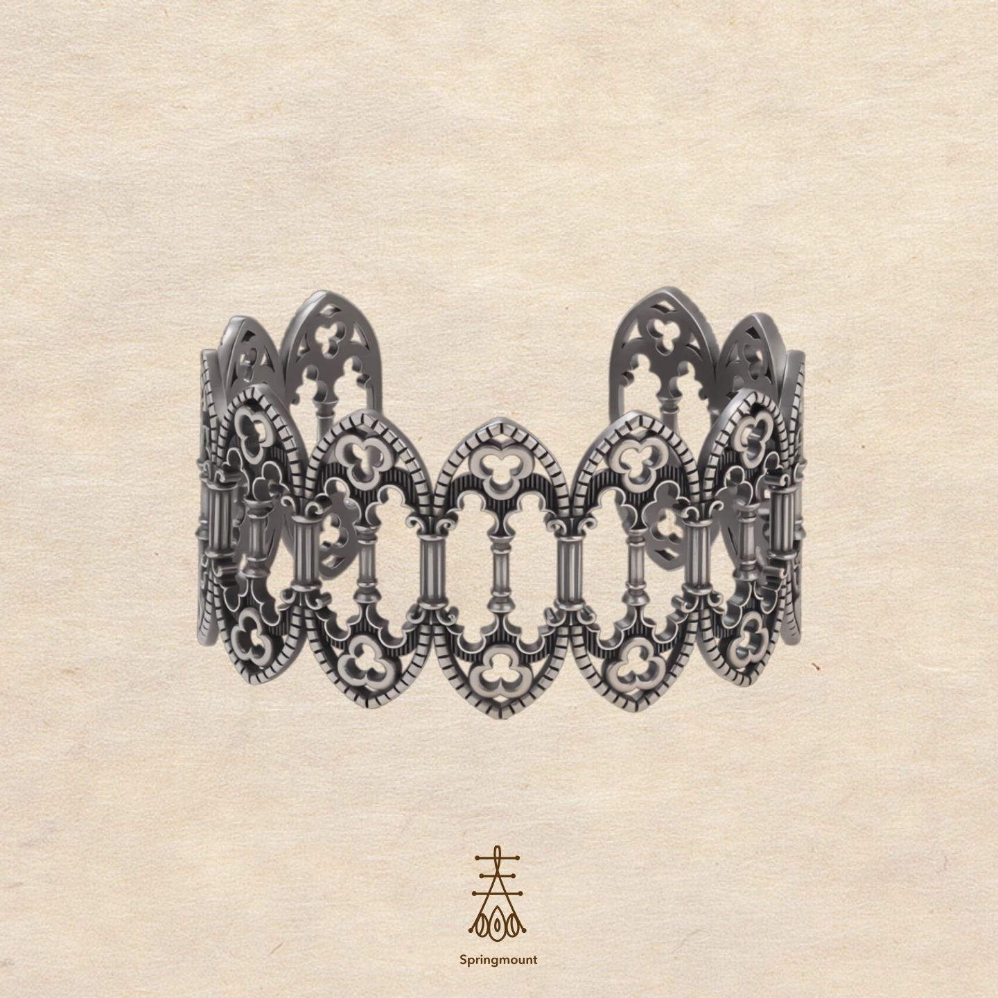 巴黎圣母院原创设计纯银做旧手镯