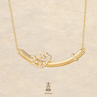 原创新中式 如意白和田玉项链银镀金轻奢小众高级感微笑锁骨链礼物