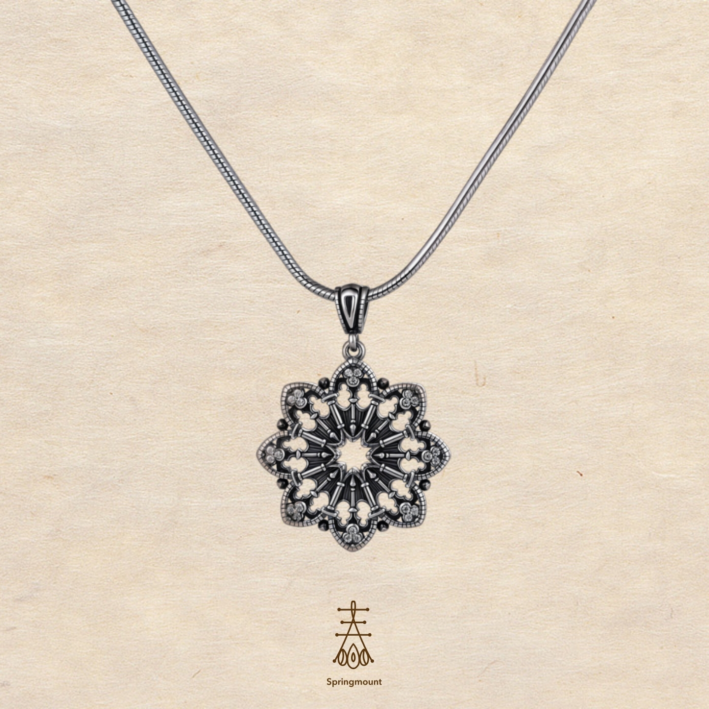 巴黎圣母院原创设计纯银做旧项链