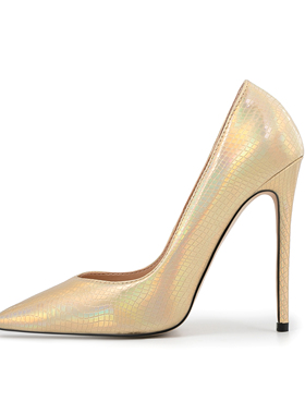 欧美外贸跨境尖头蛇纹细高跟鞋4647大码反串伪娘CDTS正装工作单鞋