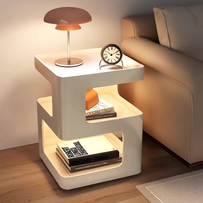 沙发边几可移动灯带床边桌置物架