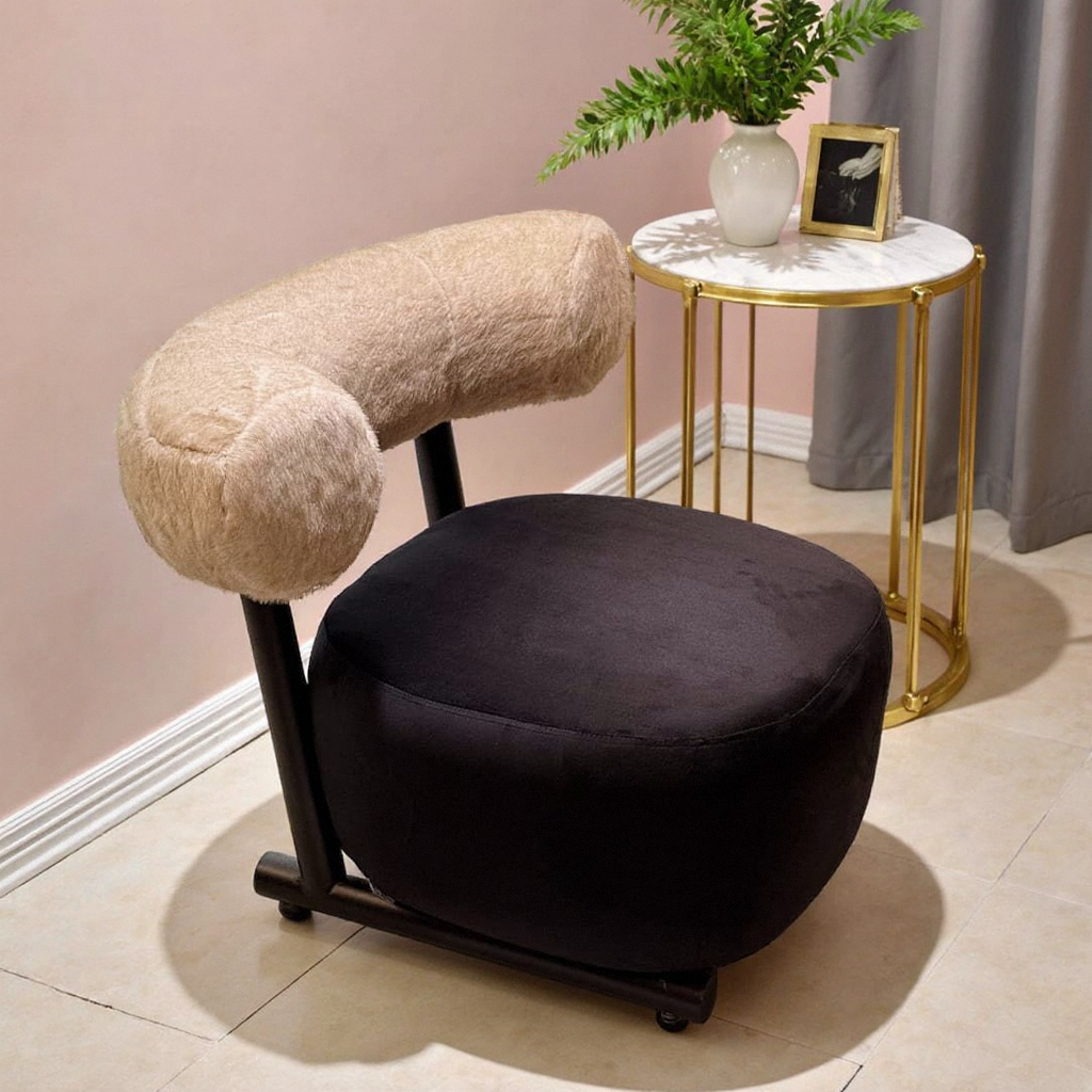 羊羔绒皮革雪橇椅客厅单人沙发椅