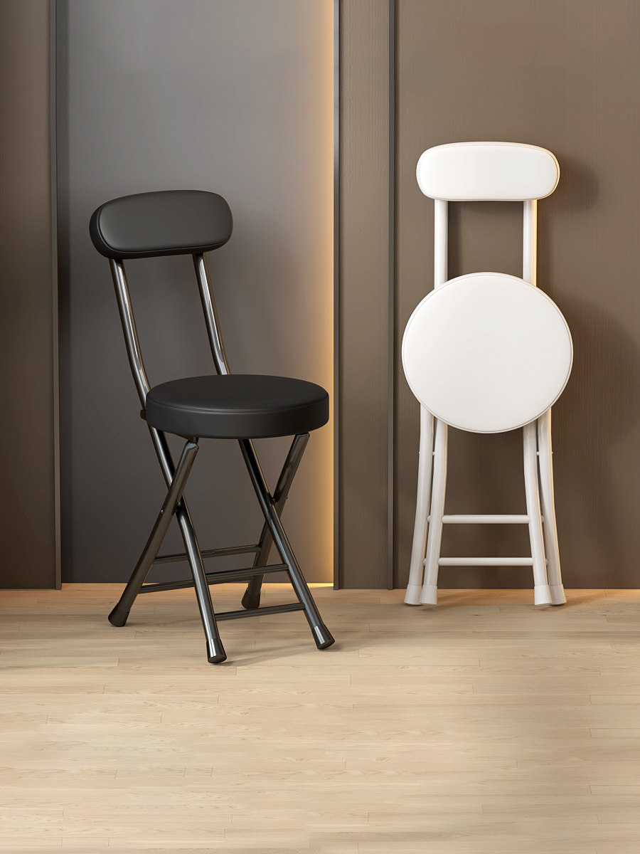 可折叠椅子家用阳台靠背凳子便携小圆凳休闲椅餐桌餐椅简易省空间