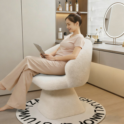 轻奢奶油风旋转舒适靠背梳妆凳子