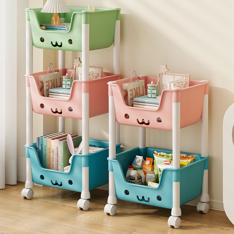可移动书架落地置物架卧室小推车