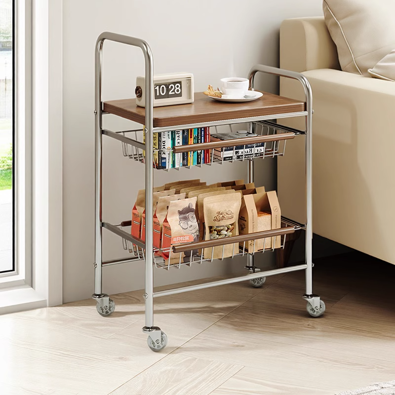 沙发边几角几带轮可移动茶几推车