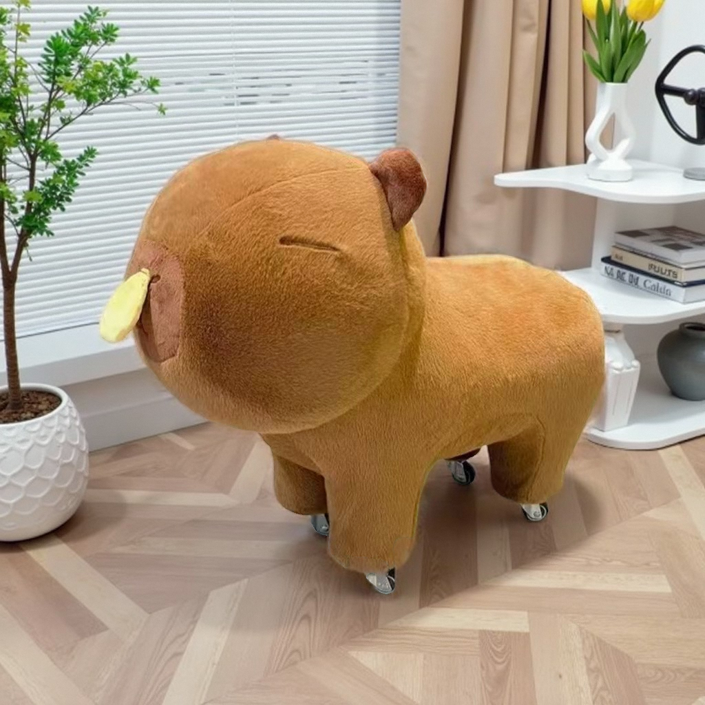 卡皮巴拉儿童板凳动物毛绒换鞋凳