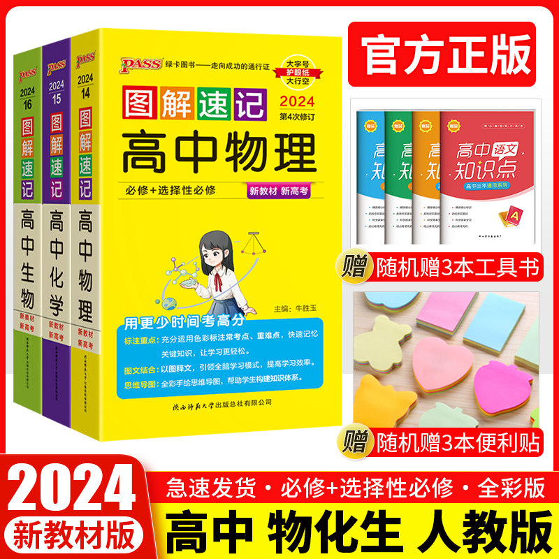 口袋书 2024版图解速记高中图解速记物理化学生物全析人教版rj版同步