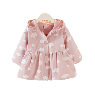 1-2-3岁婴儿春季带帽上衣2025新款女童洋气春装长袖外套春天衣服4