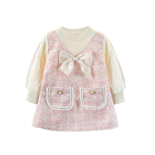 春季女童连衣裙时髦儿童春装上衣女宝宝洋气公主裙婴儿春天小裙子