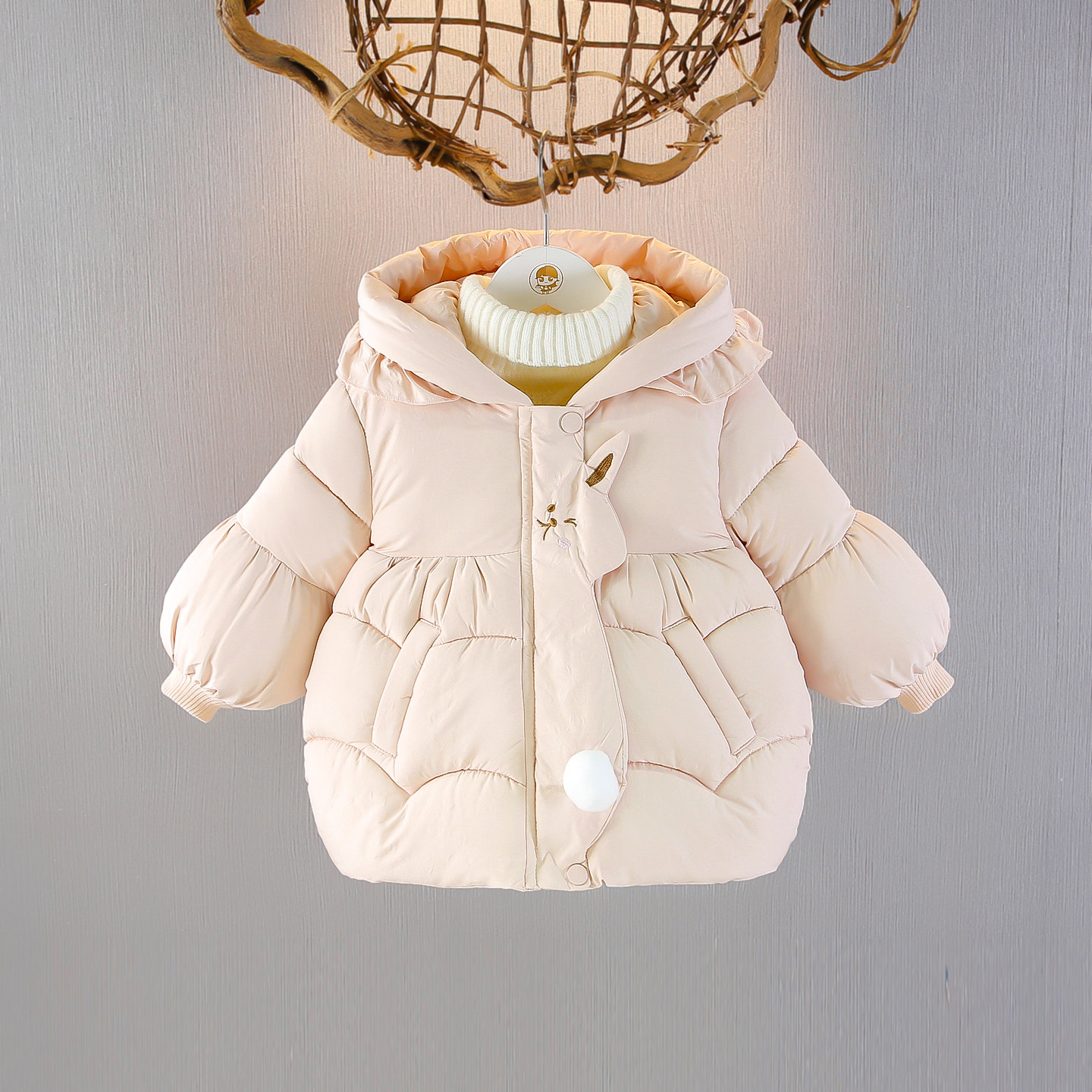 女宝宝加绒冬装棉衣2026冬季女童加厚保暖小棉袄小女孩休闲棉服超