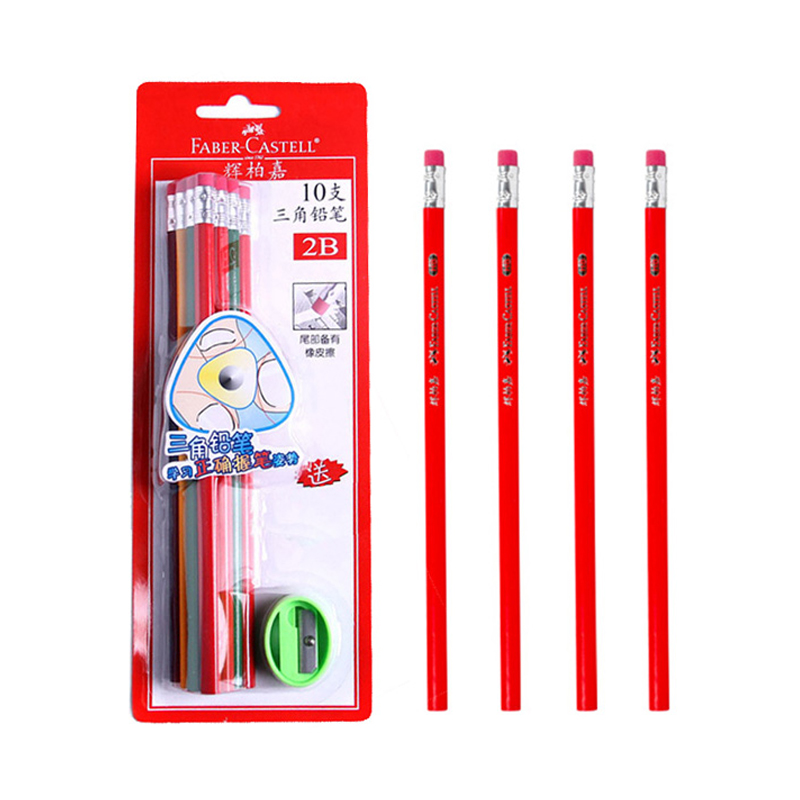 三角杆带橡皮擦头文具用品送卷笔