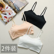 Trắng với áo ngực ống top top dây đeo ngắn bằng vải cotton quấn ngực đồ lót nữ sinh không có vòng thép làm đẹp lưng áo ngực - Ống