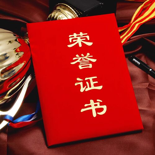 绒面荣誉证书封皮定制订做优秀员工可打印内页颁奖外壳得奖证书