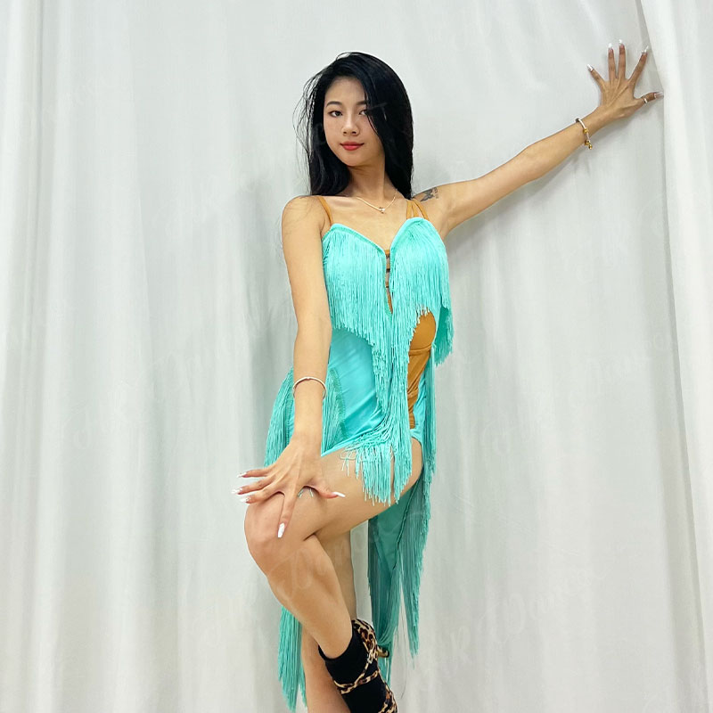 瀚仁新款拉丁舞服性感流苏连衣裙 舞蹈服专业练功服演出比赛服