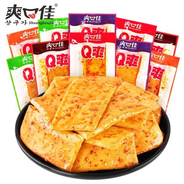 爽口佳Q爽豆干50袋包邮豆腐干嫩小包装休闲麻辣零食整盒小吃包邮|msdalam kategori makanan ringan/Nuts/Specialty, produk Dougan/sayur-sayuran kering, tauhu - dari Buy2taobao.com untuk memberikan perkhidmatan ejen Taobao profesional membeli