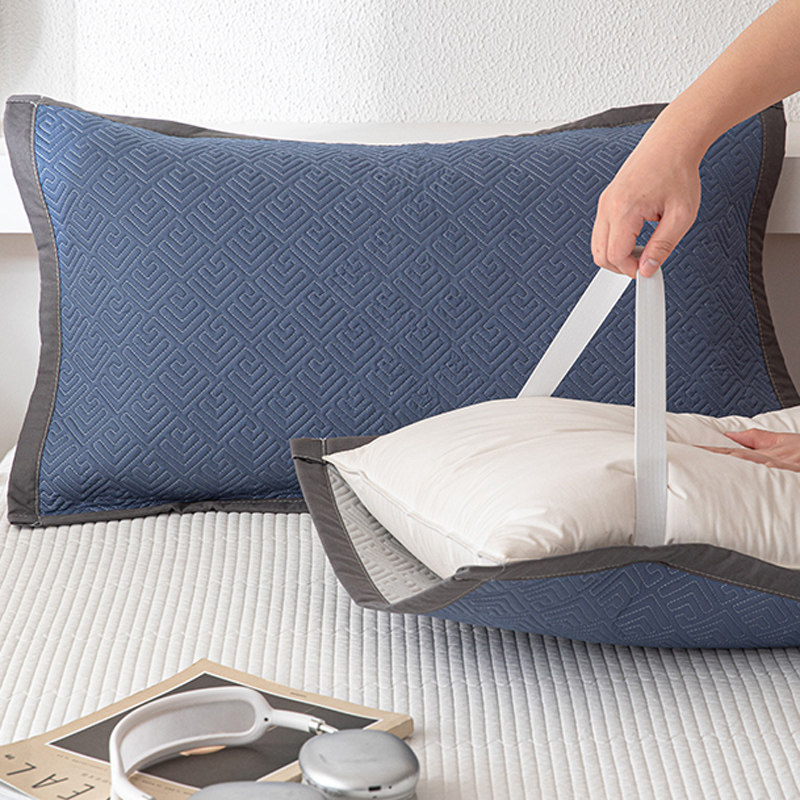 纯棉枕巾绑带款男士可固定不脱落全棉枕头巾防头油一对装2025新款