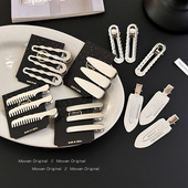 银色金属发夹女侧边夹水滴夹头饰化妆发卡前额刘海夹子鸭嘴夹发饰