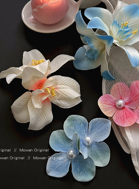 甜美真花朵仿珍珠发卡女2026新款侧边碎发夹子拍照头饰品发卡发饰