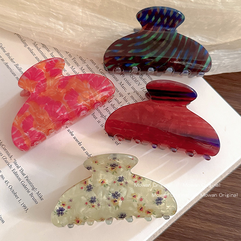 韩系晕染小碎花盘发抓夹