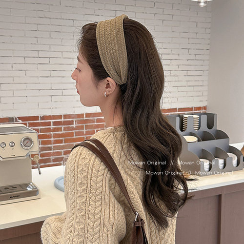 港风麻花编织宽边发箍