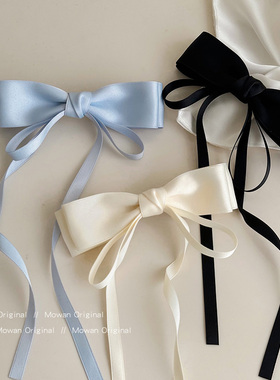 甜美气质蝴蝶结飘带发夹女后脑勺弹簧夹子发卡头饰一字夹高端发饰