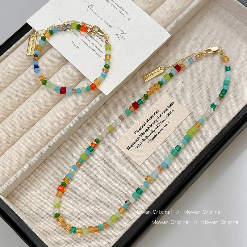 多巴胺彩色水晶石项链