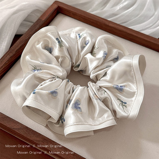 法式 高端发绳头饰品 缎面碎花大肠发圈女高级感低马尾头绳2026新款