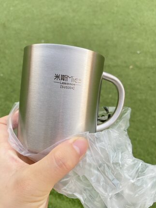 米斯304不锈钢水杯儿童双层食品级防烫杯家用正品宝宝幼儿小杯子