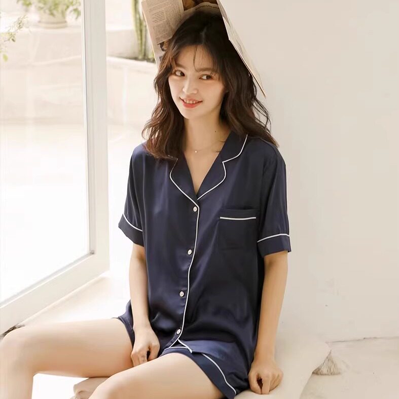 冰丝睡衣女款夏季薄款凉感短袖短裤两件套休闲宽松大码居家服女