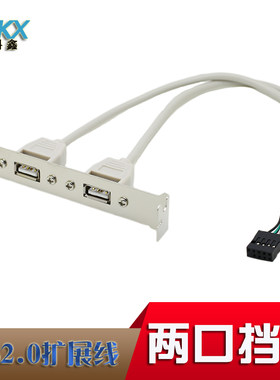 2口 USB2.0挡板线 USB两口档板线 USB外置挡板线 主板USB扩展挡板