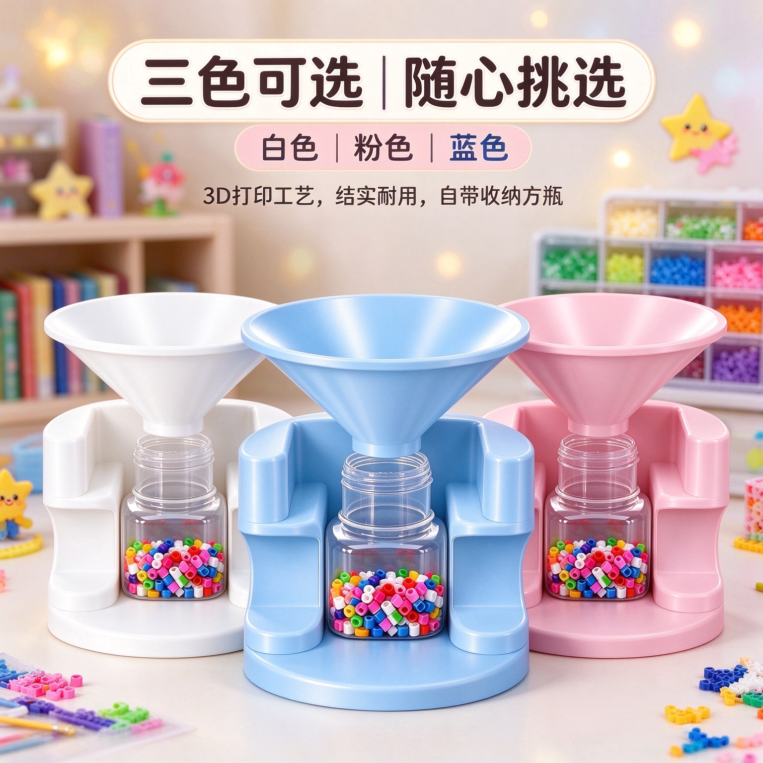 3D打印拼豆辅助工具旋转漏斗