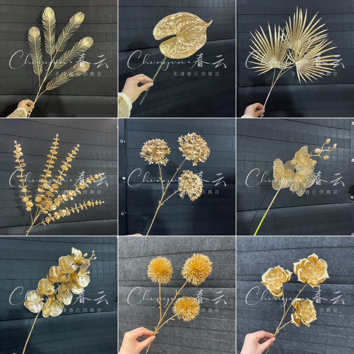 厂家直销尤加利大葱球木绣球金色年宵花仿真花抱抱桶材料装饰花