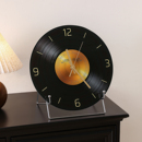 中古风复古黑胶唱片桌面时钟摆件客厅餐边电视柜意式 饰座钟 极简装