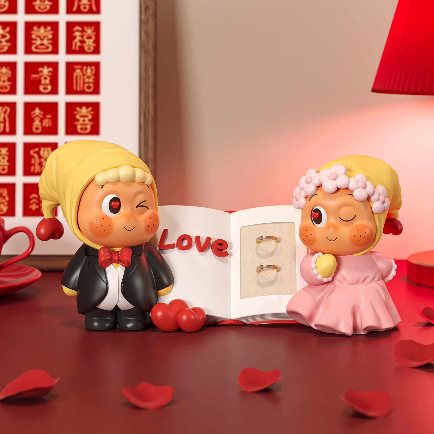 星星人结婚礼物送新娘新人订婚婚房布置装饰摆件新婚喜庆创意礼品