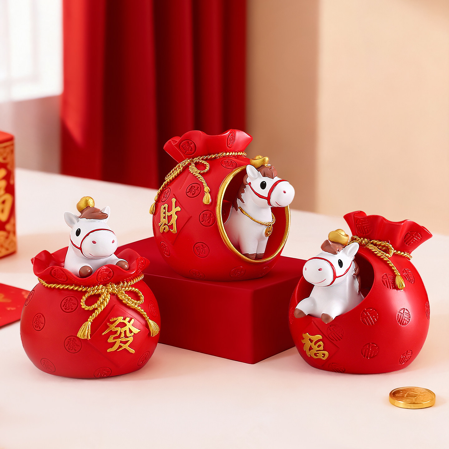 马年吉祥物公仔马上有钱摆件文创本命新年礼物装饰创意年会小礼品