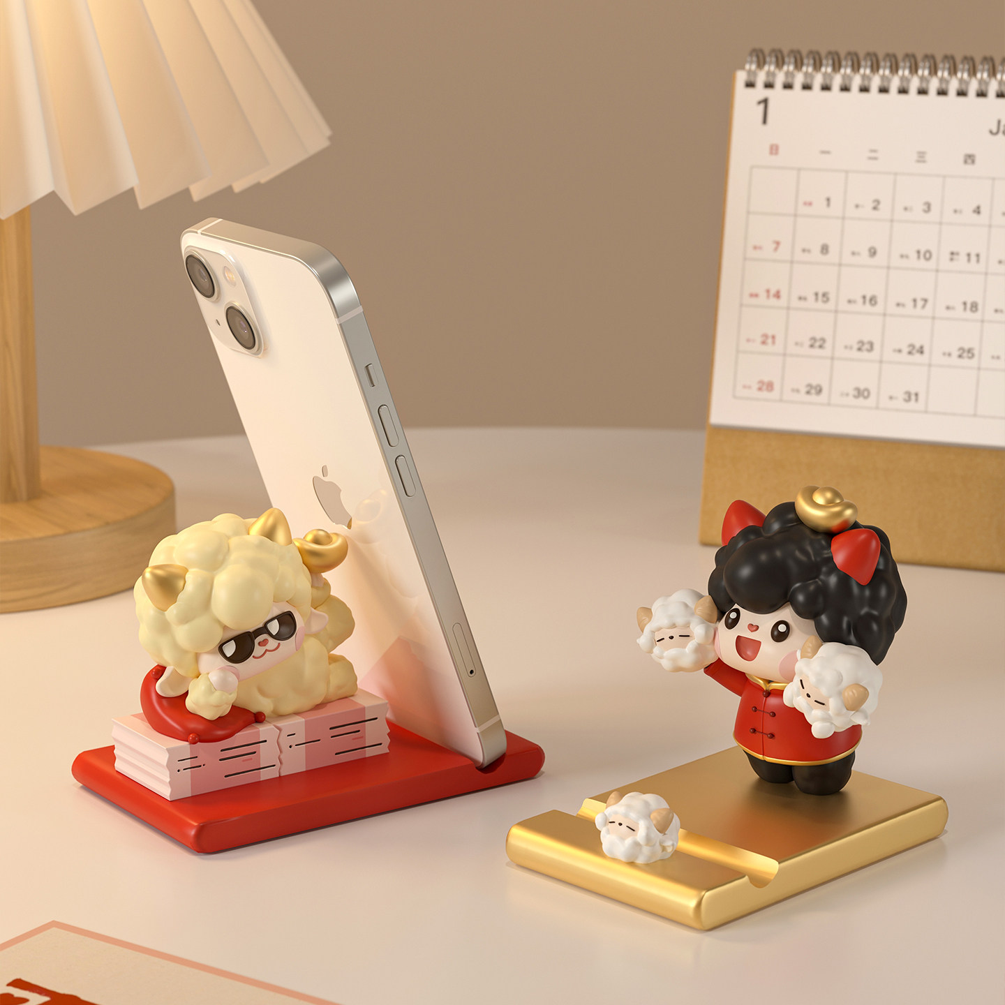 羊年吉祥物手机支架文创三羊开泰摆件公仔新年礼物创意年会小礼品
