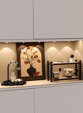 中古风玄关装饰摆件放钥匙收纳进门口法式覆古鞋柜软装新中式摆画