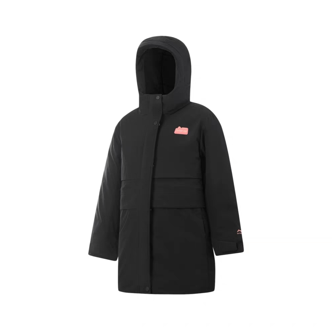 李宁长款加厚女童羽绒服鸭绒外套