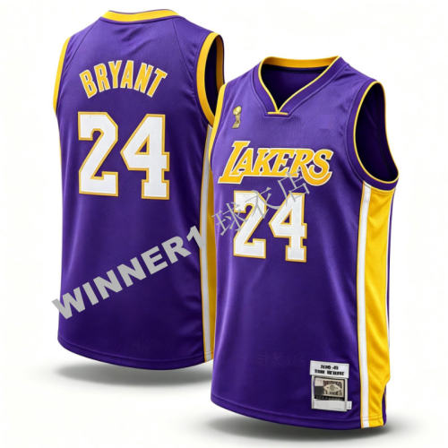 密绣版 湖人队24号KOBE科比球衣复古08-09赛季冠军标紫色密绣球衣
