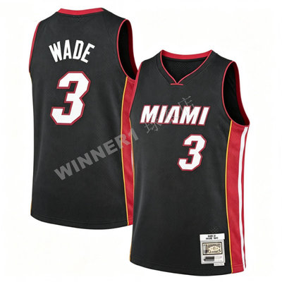 美版定制 热火队号WADE 韦德复古球衣 男子篮球服背心热压球迷版